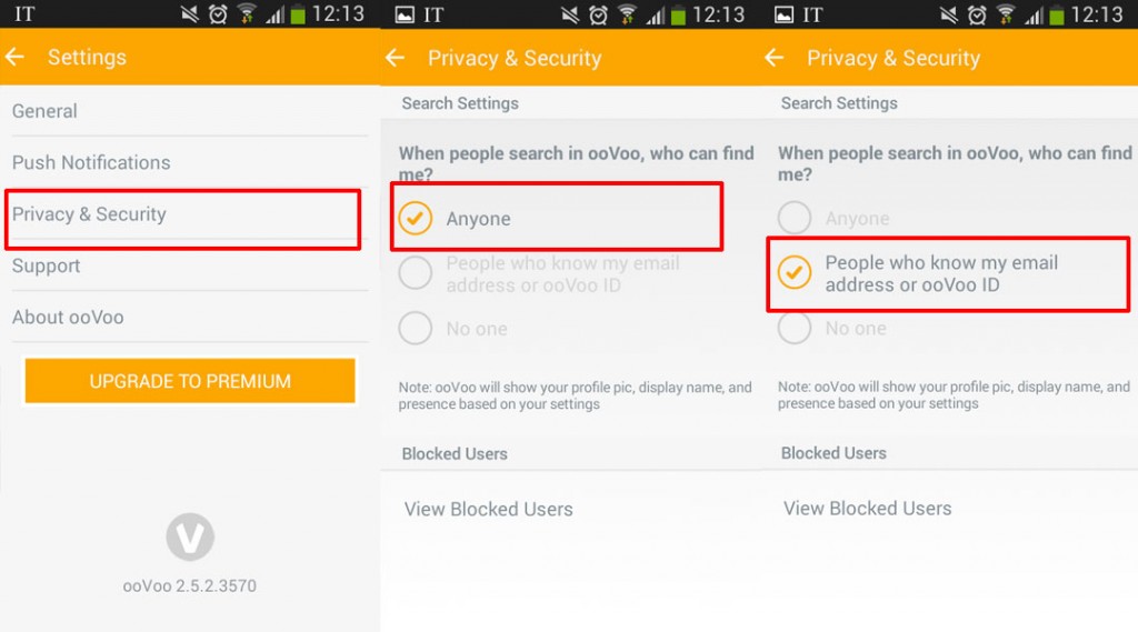 Privacy Settings ooVoo