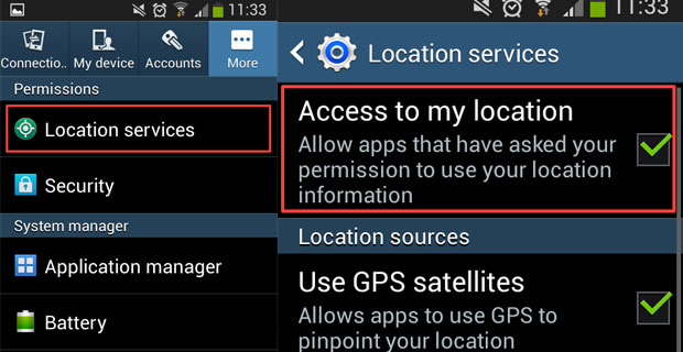 Como desactivar as definições de localização no Android