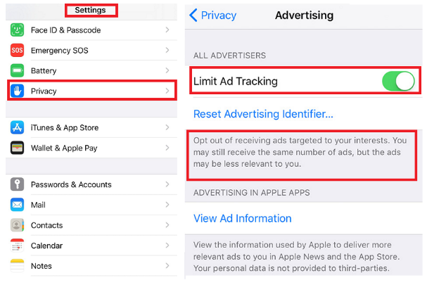 iossetting targetted ads